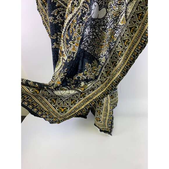 BOGO Cute Options Kaftan Rayon Paisley Gray Yellow Drawstring Waist Free Size - Picture 7 of 12